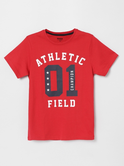 

max Boys Red Varsity NA Printed Applique T-shirt NA