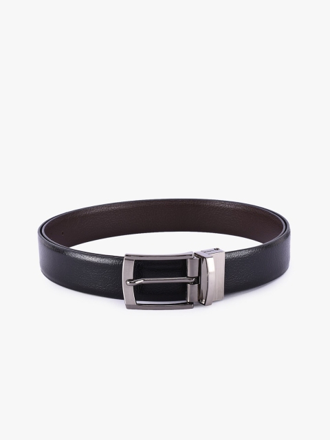 

BuckleUp Men Black & Brown Textured Reversible Leather Belt