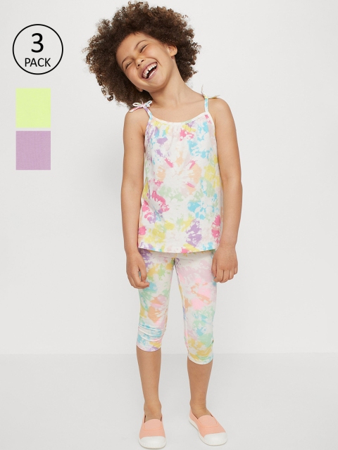 

H&M Girls 3-Pack Capri Leggings, Purple