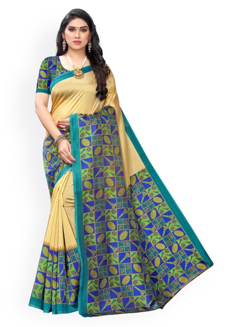 

KALINI Cream-coloured Poly Silk Printed Saree