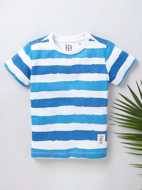 

Ed-a-Mamma Boys Blue & White Striped Sustainable T-shirt
