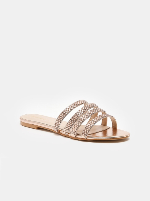 

shoexpress Women Silver Embellished Open Toe Flats