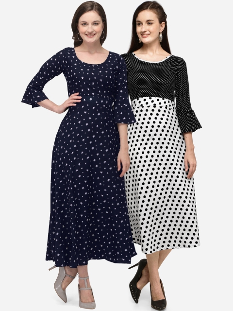 

Florence Multicoloured Pack of 2 Colourblocked Crepe Midi Dress, Multi