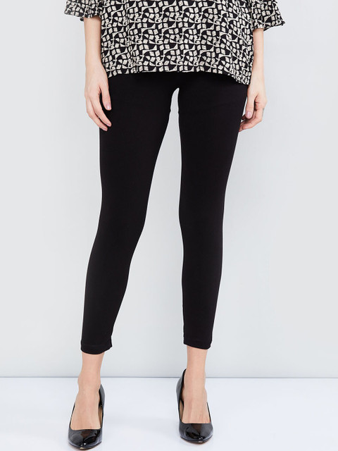 

max Women Black Solid Ankle-Length Leggings