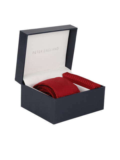 

Peter England Men Red Woven-Design Accessory Gift Set