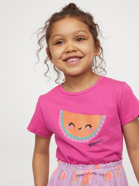 

H&M Girls Pink & Orange 2-Piece Cotton T-Shirt & Skirt