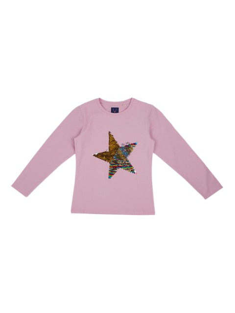 Allen Solly Junior Pink Embellished Flip Sequined Regular Top