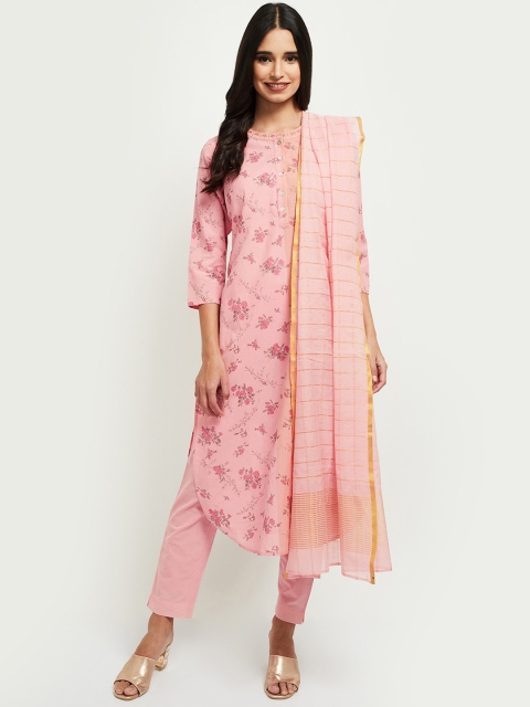 

max Women Pink Floral Printed Floral Kurta with Dupatta