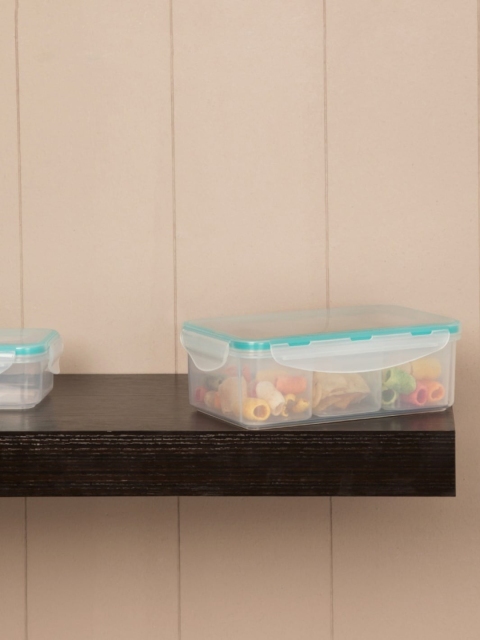 

Home Centre Set of Transparent Solid Air-Tight Lunch Box with 3 Divider Lids