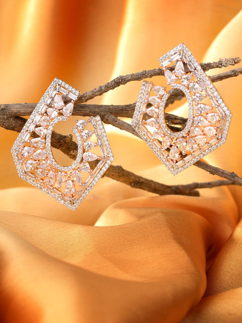 

Saraf RS Jewellery White Handcrafted Contemporary Hoop Earrings