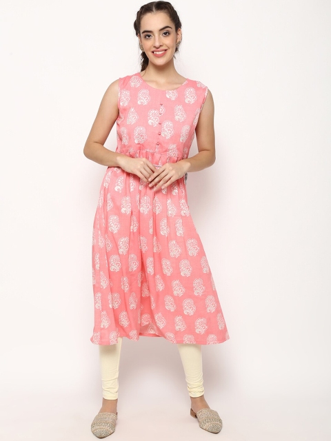

V2 Value & Variety Pink Ethnic Motifs Printed Anarkali Kurta