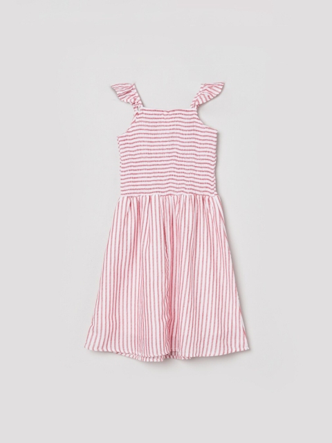 

max White & Red Striped Cotton A-Line Dress