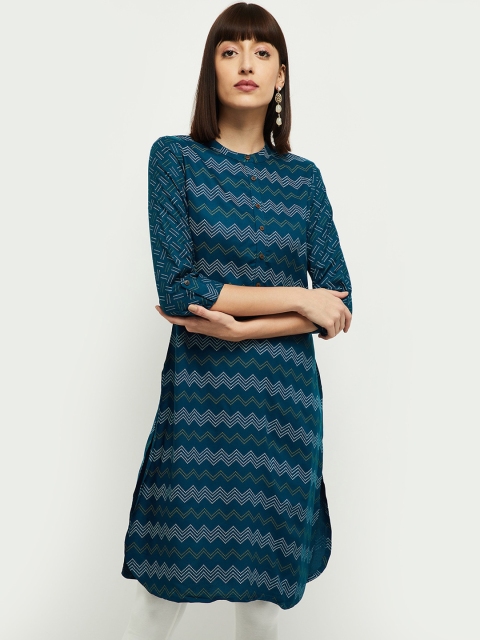 

max Women Blue Geometric Printed Kurta