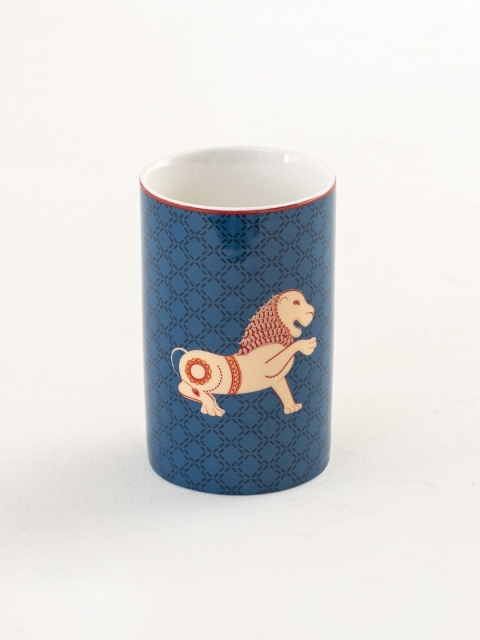 

Home Centre Navy Blue & Yellow Printed Ceramic Tumbler