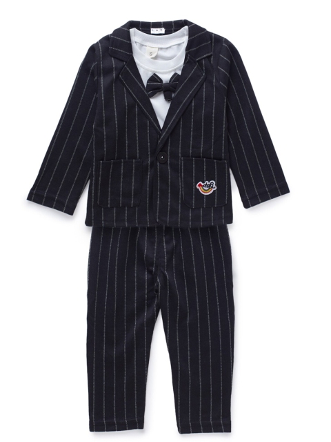 

Like A Boss Boys Black Striped Single-Breasted Party Suit