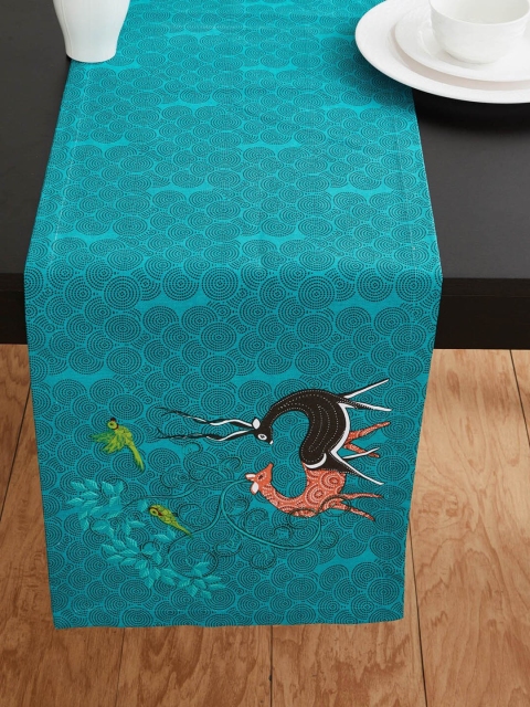 

Home Centre Blue Brindavan Printed Rectangular Table Runner