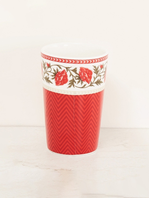 

Home Centre Red & White Printed Ceramic Tumbler