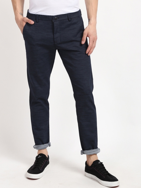 

V2 Value & Variety Men Navy Blue Printed Cotton Chinos Trousers