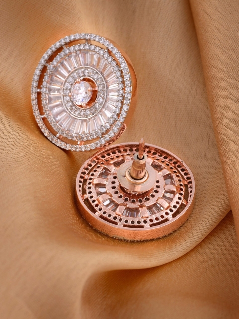 Saraf RS Jewellery Women White & Rose Gold Contemporary Studs Earrings
