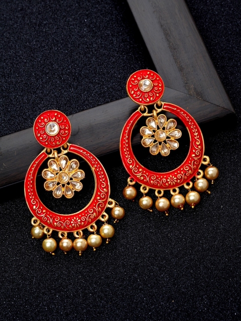 

Ibtida Red & Gold-Plated Oval Drop Earrings
