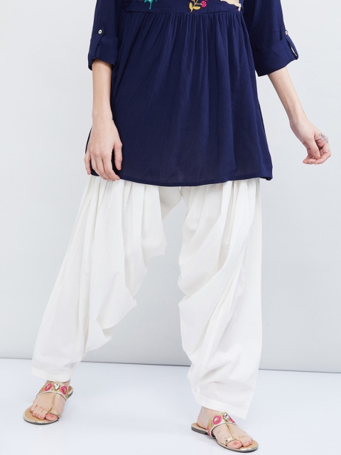 

max Women Off White Solid Pure Cotton Salwar