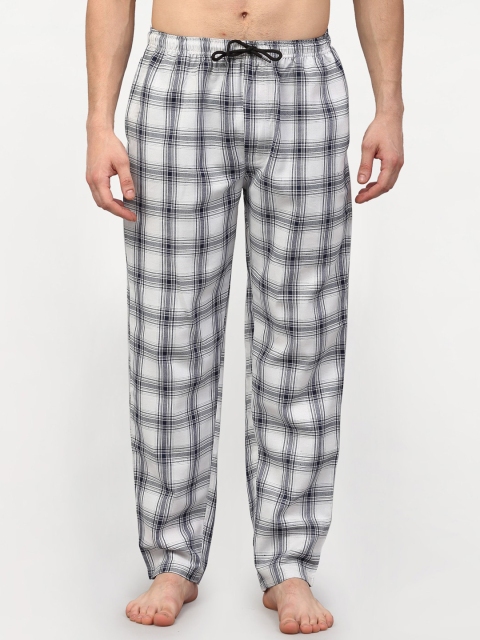 

JAINISH Men White & Black Checked Pure Cotton Lounge Pants