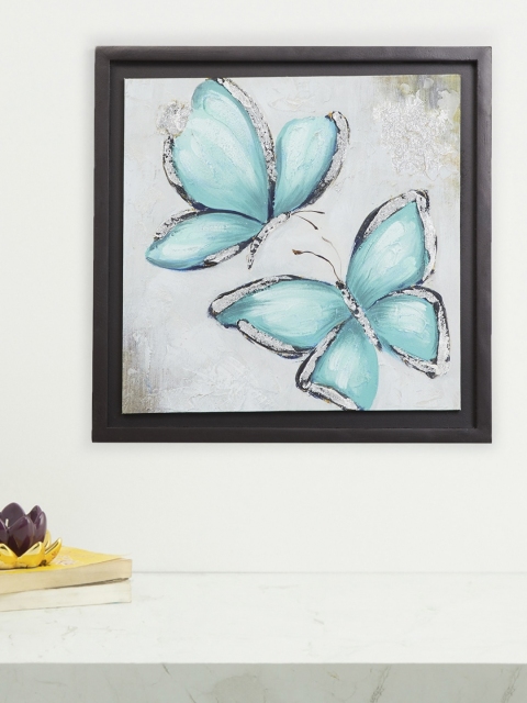 

Home Centre White & Blue Mezzuna Butterfly Picture Frame