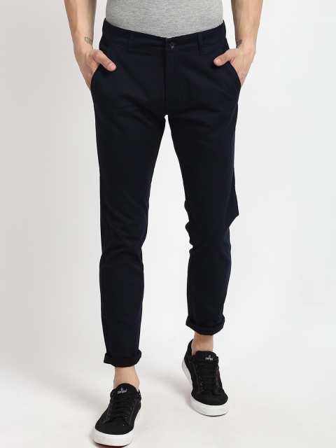 

V2 Value & Variety Men Navy Blue Cotton Chinos Trousers