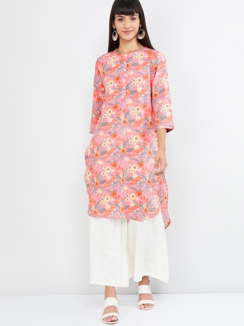 

max Women Pink Floral Printed Kurta