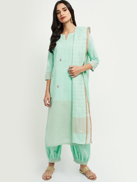 

max Women Green Floral Embroidered Kurta With Dupatta