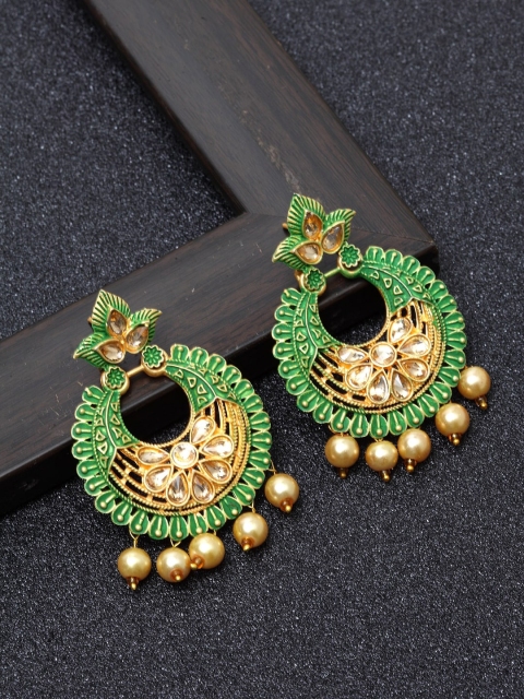 

Ibtida Women Green & Gold-Toned Contemporary Chandbalis Earrings