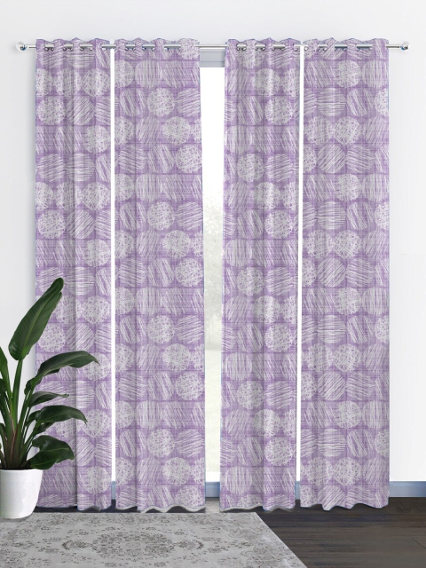 

HOUZZCODE Lavender & White Set of 4 Black Out Long Door Curtains