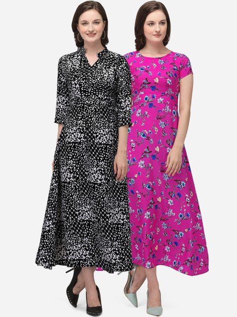 

Florence Pack Of 2 Black & White Crepe Midi Dresses