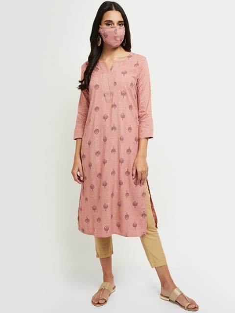 

max Women Pink Floral Printed Kurta