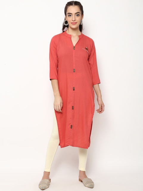 

V2 Value & Variety Coral Solid Kurti