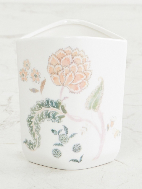 

Home Centre White & Coral Pink Printed Ceramic Tumbler