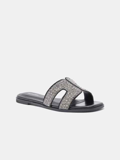 

shoexpress Women Silver Embellished Open Toe Flats