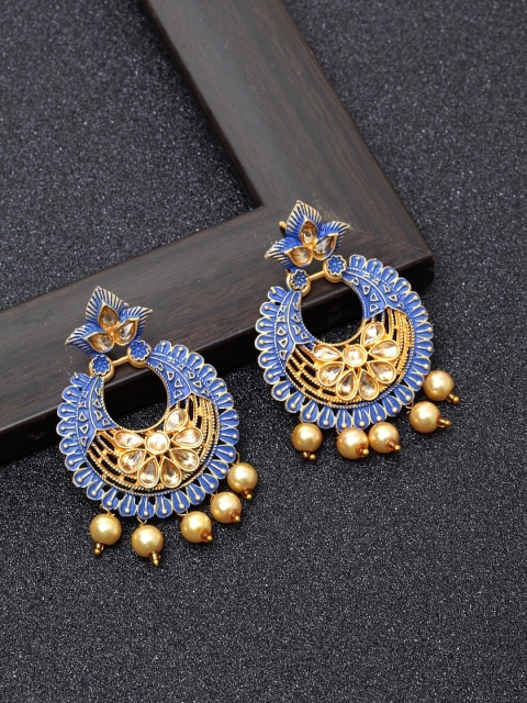 

Ibtida Blue & Gold-Plated Classic Chandbalis Earrings