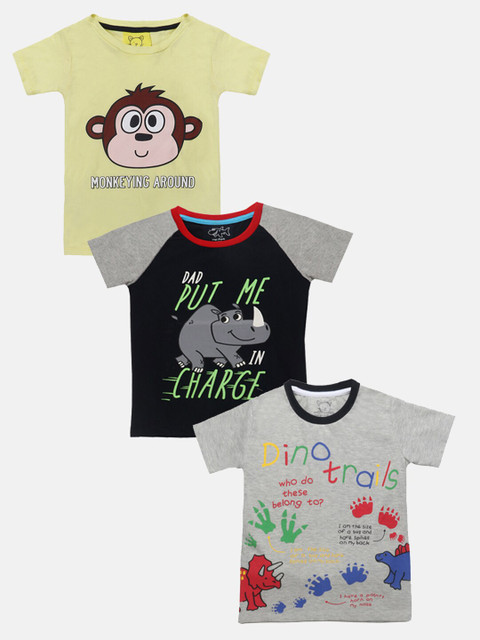 

Lazy Shark Boys Multi Typography 3 Printed Applique T-shirt