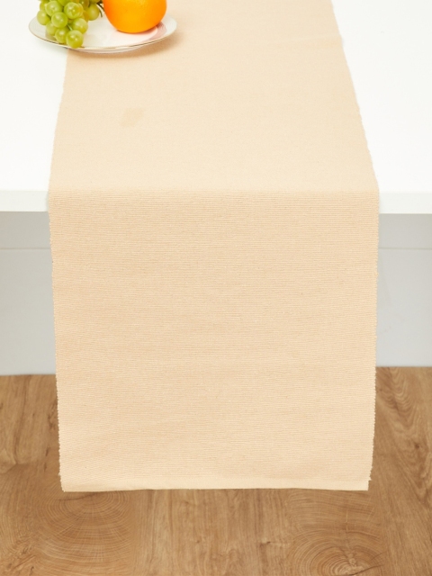

Home Centre Beige Solid Ribbed Cotton Table Runner