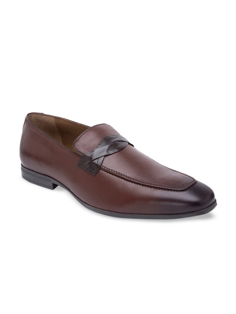 

Allen Cooper Men Brown Solid Leather Formal Loafers