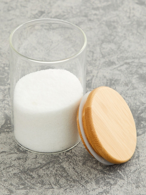 

Home Centre Transparent Solid Glass Jar with Bamboo Lid