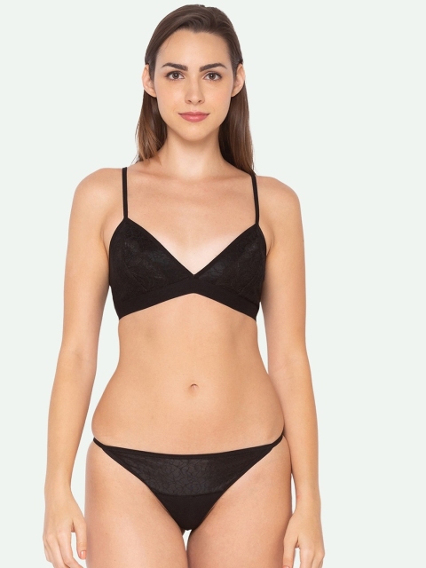 

Candyskin Women Black Self-Design Lace Lingerie Set CSVIN10BLACK