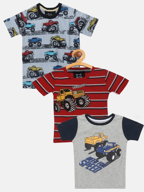 

Lazy Shark Boys Pack of 3 Blue & Red Printed T-shirt
