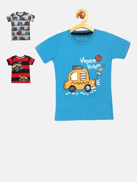 

Lazy Shark Boys Pack Of 3 Printed Cotton T-shirt, Blue