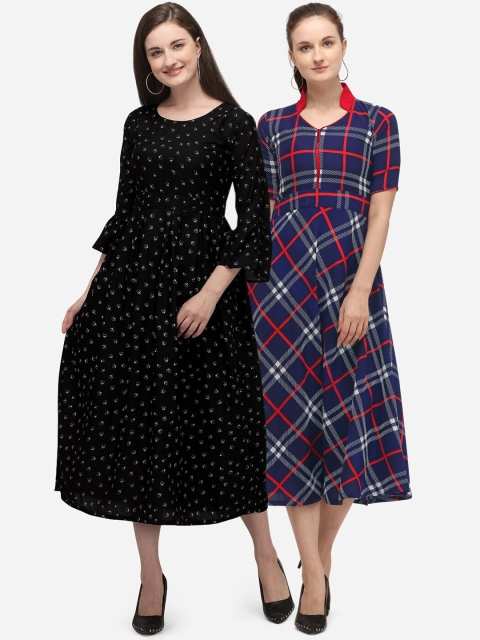 

Florence Pack Of 2 Crepe Midi Dress, Black