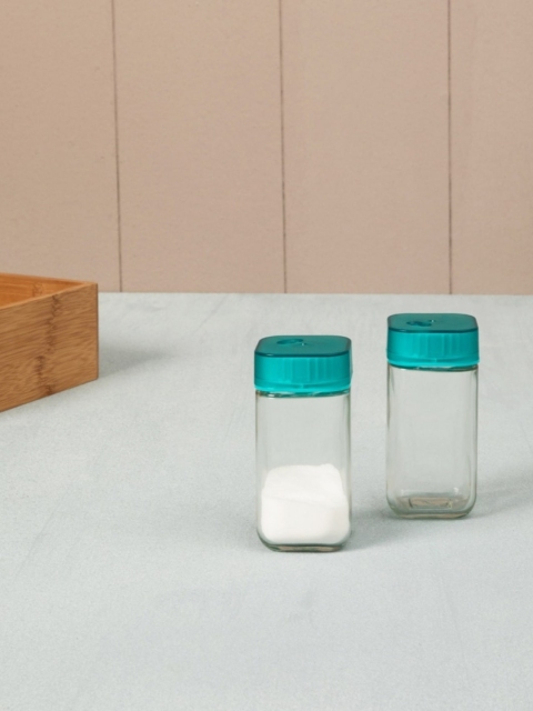 

Home Centre Set of 2 Transparent & Green Colourblocked Spice Bottles