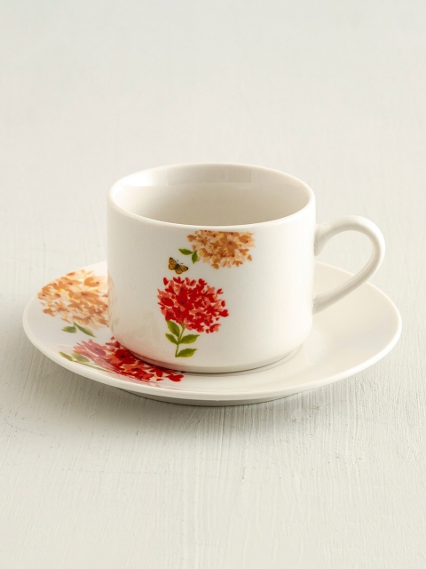 

Home Centre White & Red Printed Porcelain Cup and Saucer Set