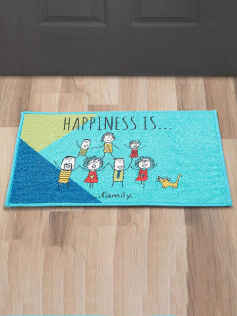 

Homecentre Teal Blue Happiness Tufted Door Mat