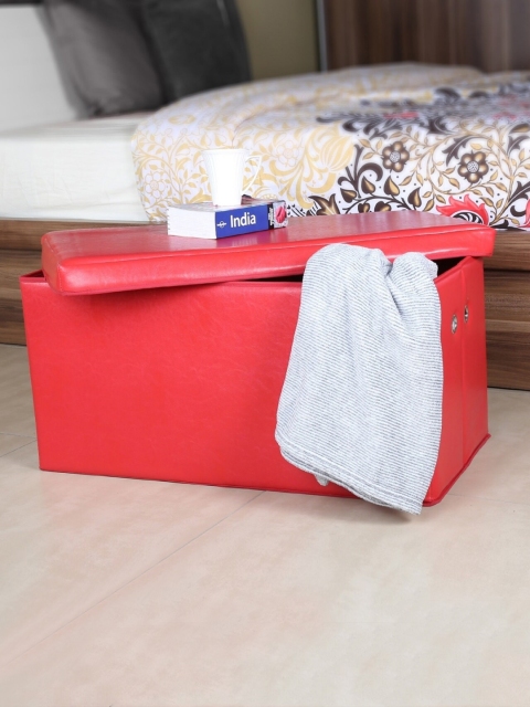 

Home Centre Red Solid Sanderson Sit & Store Folding Ottoman